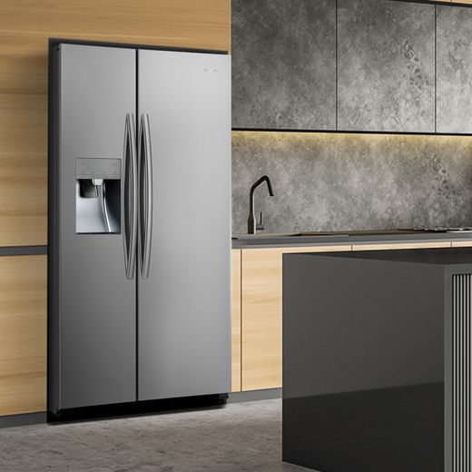 Hisense American Fridge Freezer - Stainless Steel - Fridge freezer in kitchen